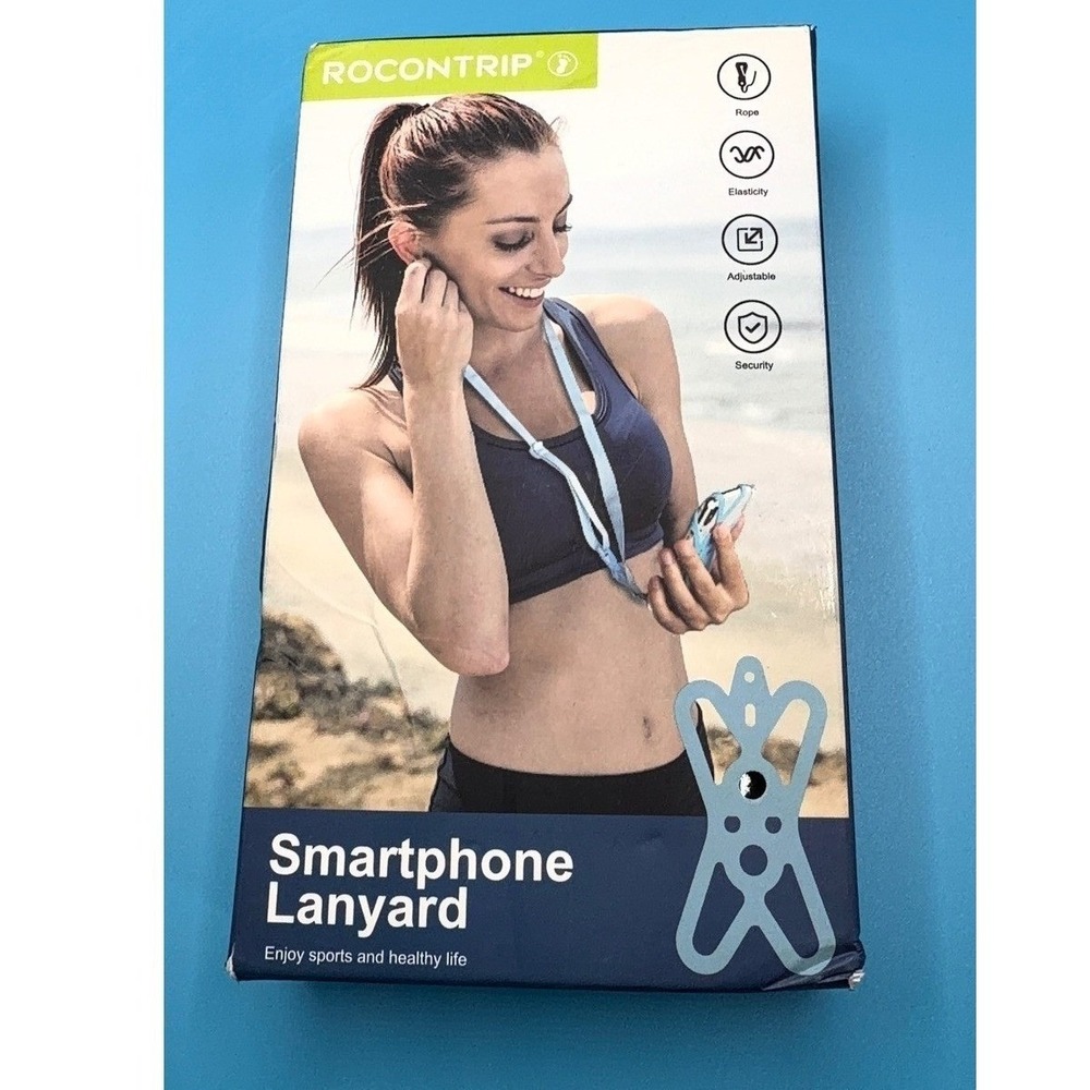 Rocontrip Smartphone Lanyard Universal Silicone Cell Phone Neck Strap Blue 4.5-5